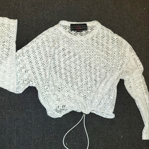 White drawstring netted shirt size s
